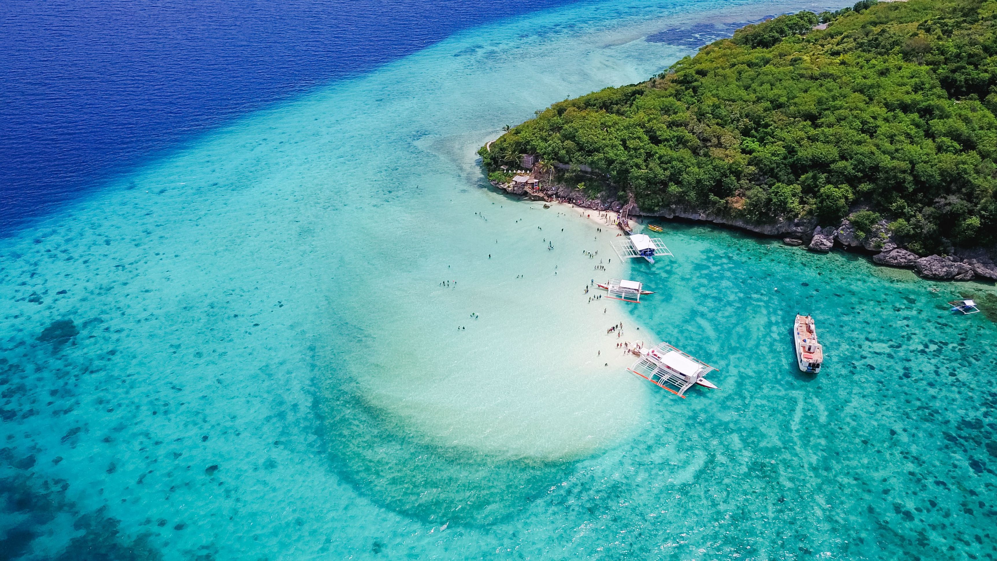 Cebu, Philippines -- turquoise water, white sand and tropical coastline