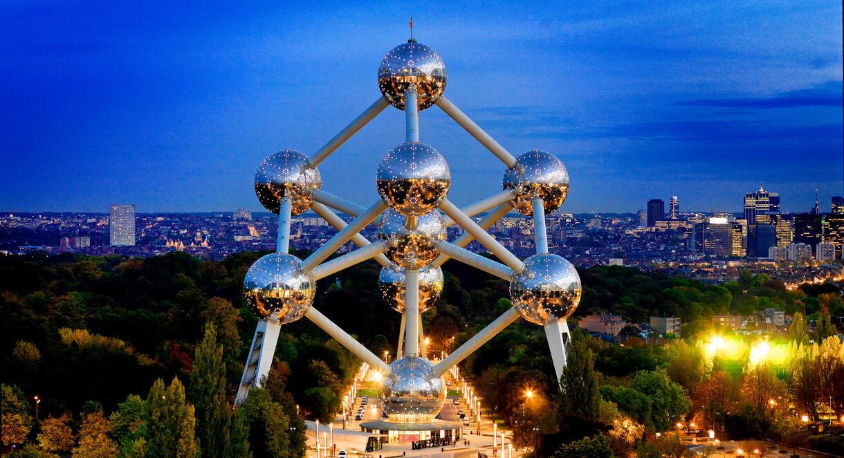 Atomium in Brussels (Belgium) - a monument to the peaceful atom