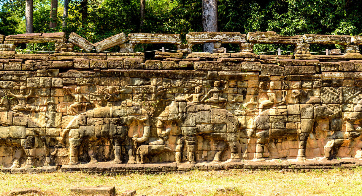 Elephant Terrace in Cambodia - a monument of ancient Angkor architecture