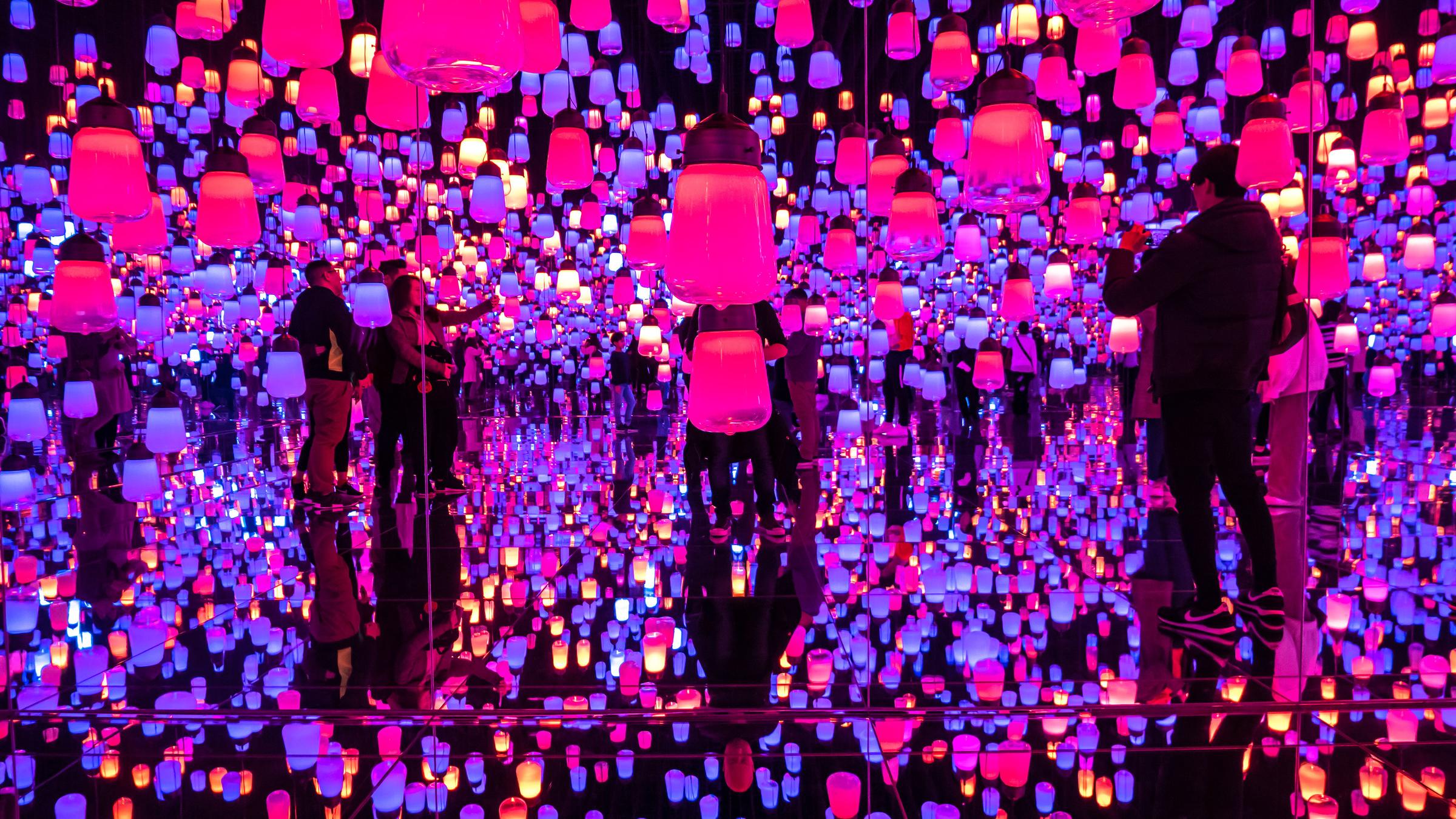 Interactive digital art environment at teamLab Borderless museum